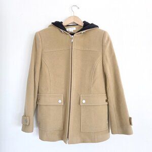 Preston & York Camel Wool Blend Zip-Up Coat Quality Career Utility, Quiet Luxury